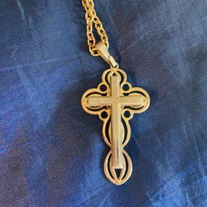 Gold and silver cross necklace